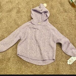 Lavender Cable Knit Girls Sweater